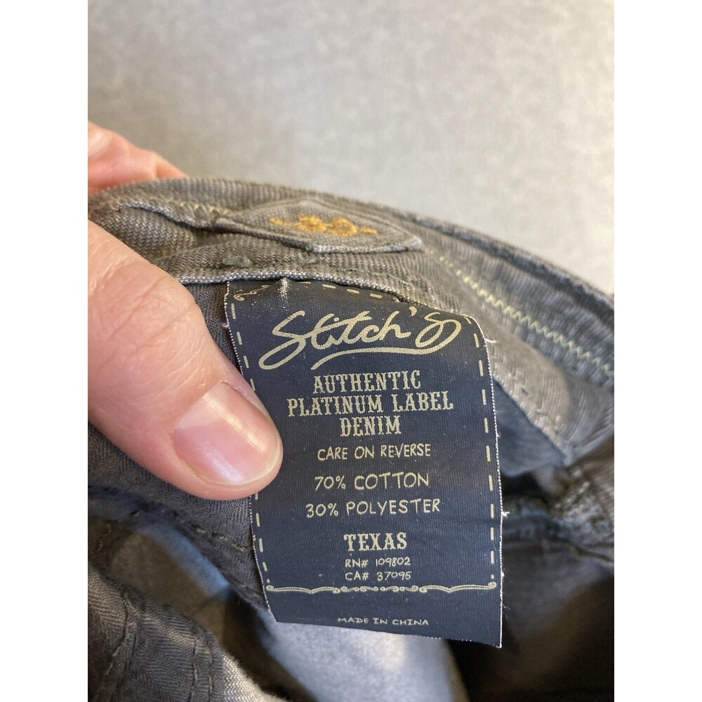 Stitch’s Platinum Denim Sz 33 Texas Gray Coderoy Flare Stretch Buffalo Country - Picture 11 of 13